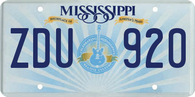 MS license plate ZDU920