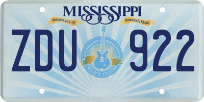 MS license plate ZDU922