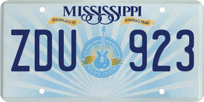 MS license plate ZDU923
