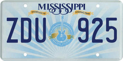 MS license plate ZDU925