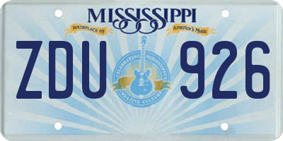MS license plate ZDU926