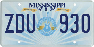 MS license plate ZDU930