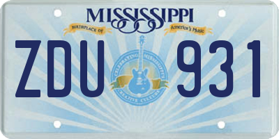 MS license plate ZDU931