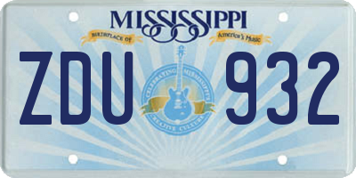 MS license plate ZDU932
