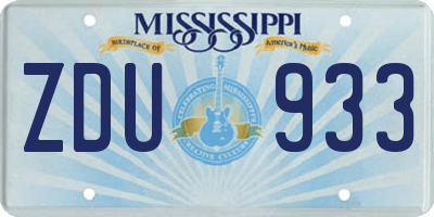 MS license plate ZDU933