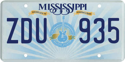 MS license plate ZDU935