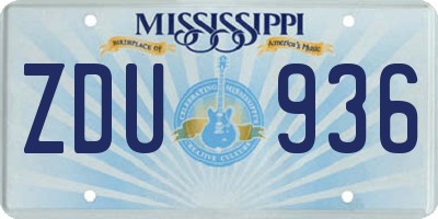 MS license plate ZDU936