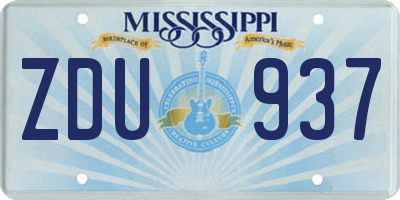 MS license plate ZDU937