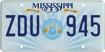 MS license plate ZDU945