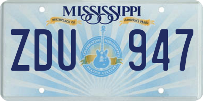 MS license plate ZDU947