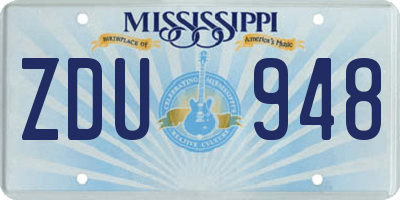 MS license plate ZDU948