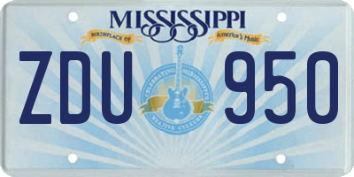MS license plate ZDU950