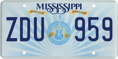 MS license plate ZDU959