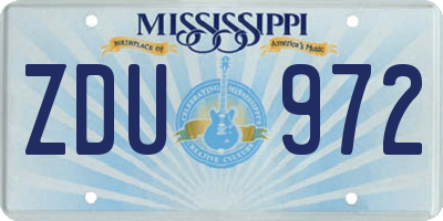 MS license plate ZDU972