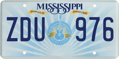 MS license plate ZDU976
