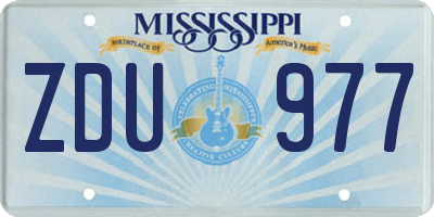 MS license plate ZDU977