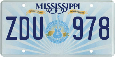 MS license plate ZDU978