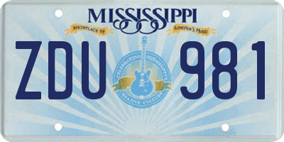 MS license plate ZDU981