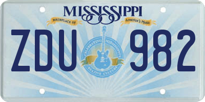 MS license plate ZDU982