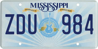 MS license plate ZDU984