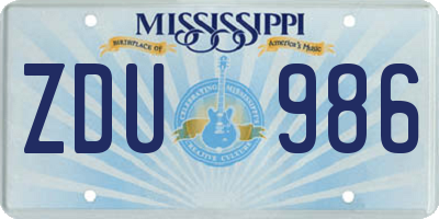 MS license plate ZDU986
