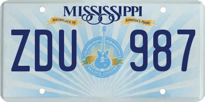 MS license plate ZDU987