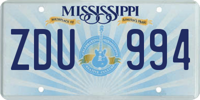 MS license plate ZDU994