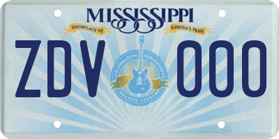 MS license plate ZDV000