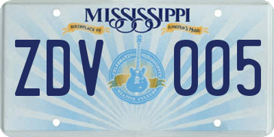 MS license plate ZDV005