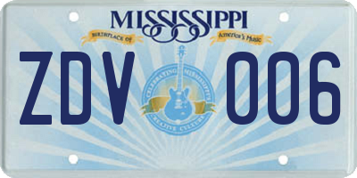 MS license plate ZDV006