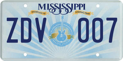 MS license plate ZDV007