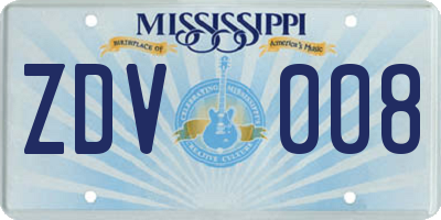 MS license plate ZDV008