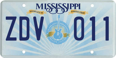 MS license plate ZDV011