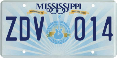 MS license plate ZDV014