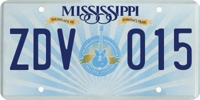 MS license plate ZDV015