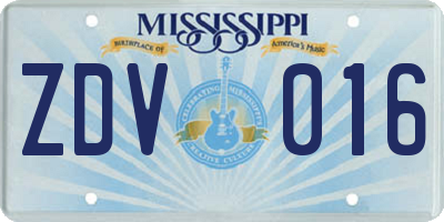 MS license plate ZDV016