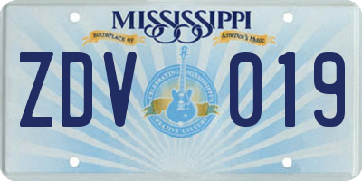 MS license plate ZDV019