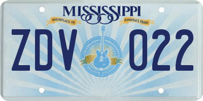 MS license plate ZDV022