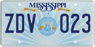 MS license plate ZDV023