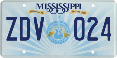MS license plate ZDV024