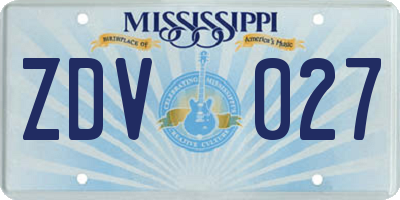 MS license plate ZDV027