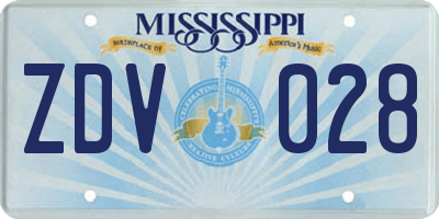 MS license plate ZDV028