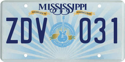 MS license plate ZDV031