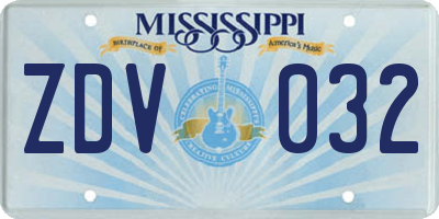 MS license plate ZDV032