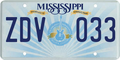 MS license plate ZDV033