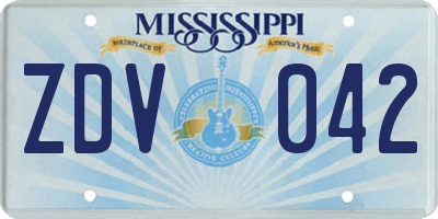 MS license plate ZDV042
