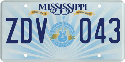 MS license plate ZDV043