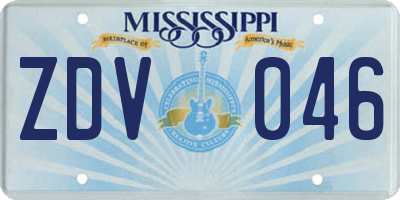 MS license plate ZDV046