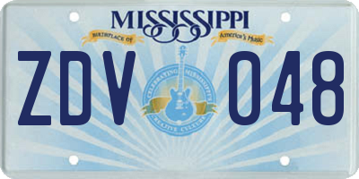 MS license plate ZDV048