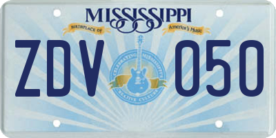 MS license plate ZDV050